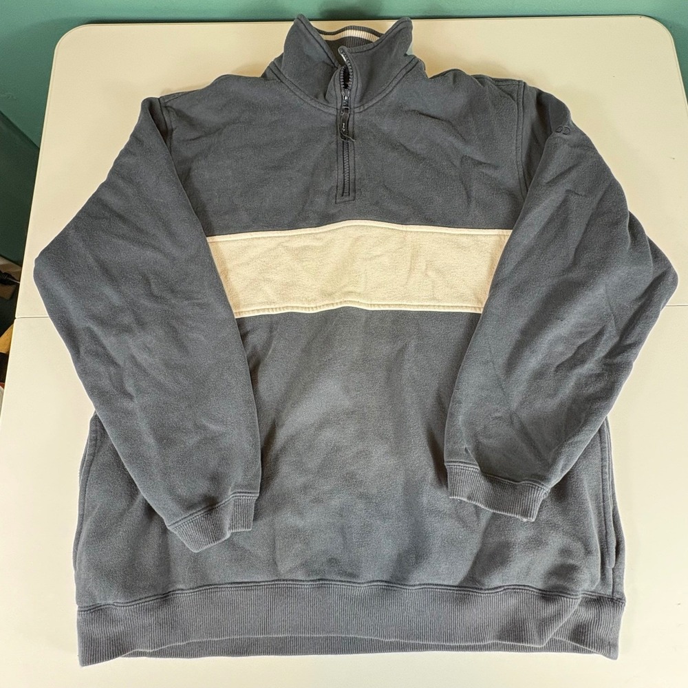 IZOD‎ PerformX Men's Quarter Zip Pullover Sweater Gray Ivory Large